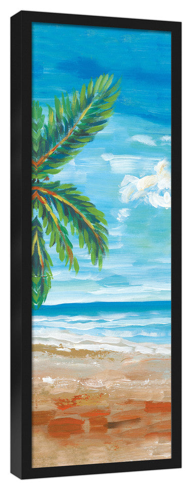 Beach Scene  12x36 Black Framed Canvas
