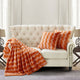 Ballys Faux Fur Throw and Pillow Shell Combo, Burnt Orange, 50"x60"