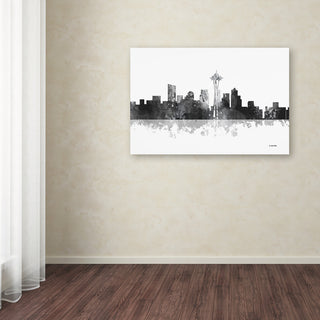 Marlene Watson 'Seattle Washington Skyline BG-1' Canvas Art, 12"x19"