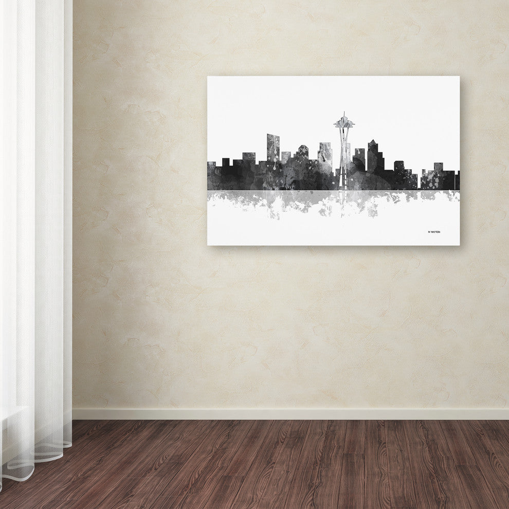 Marlene Watson 'Seattle Washington Skyline BG-1' Canvas Art, 12"x19"