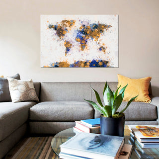 "World Map Paint Drops IV" by Michael Tompsett, Canvas Print, 18x12"