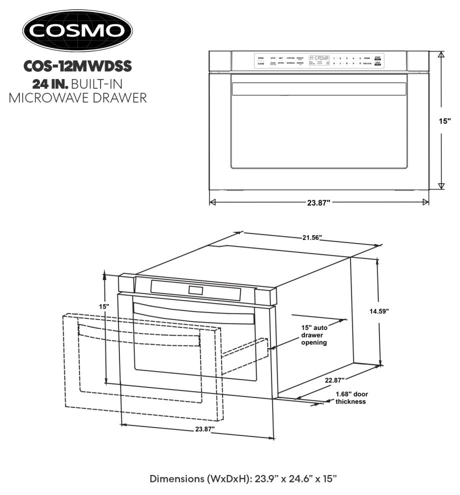 24" Built-in Microwave Drawer With Automatic Presets, Stainless Steel