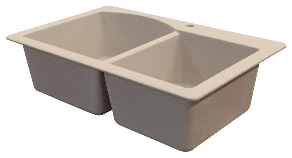 Aversa 33" silQ Granite Double Bowl Kitchen Sink with 1 Hole in Cafe Latte