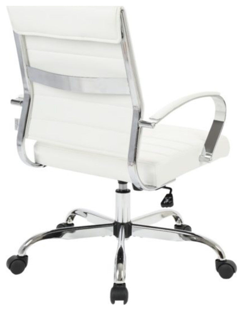 LeisureMod Benmar Leather Office Chair White