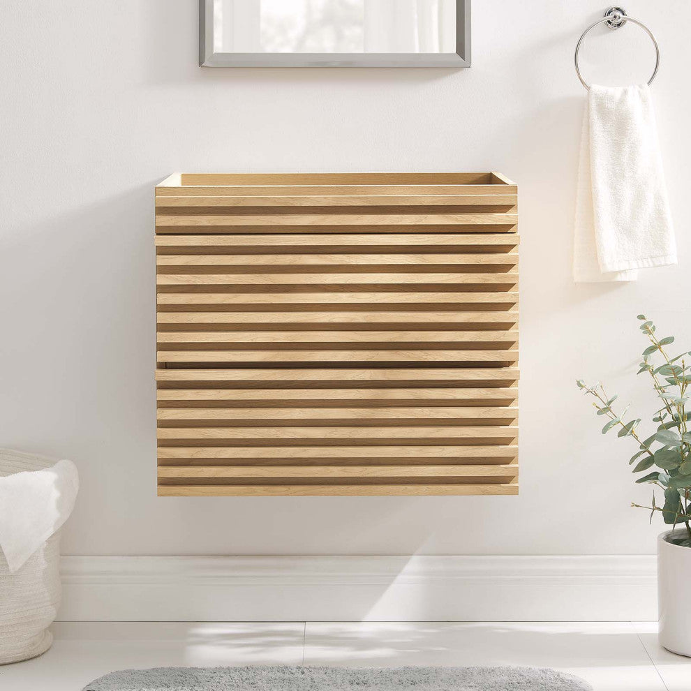 Render 24" Wall-Mount Bathroom Vanity Cabinet, Oak