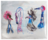 Betsy Drake Loony Birds Fleece Throw