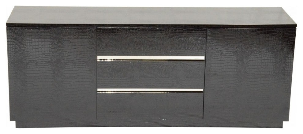 A&X Skyline Modern Black Crocodile Lacquer Buffet