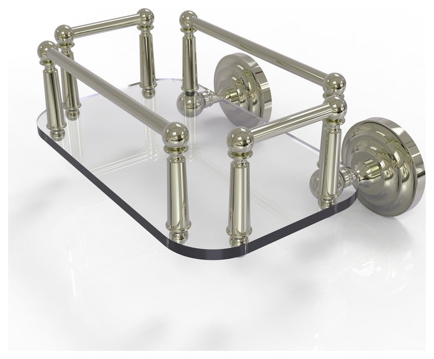 Que New Wall Mounted Glass Guest Towel Tray, Polished Nickel