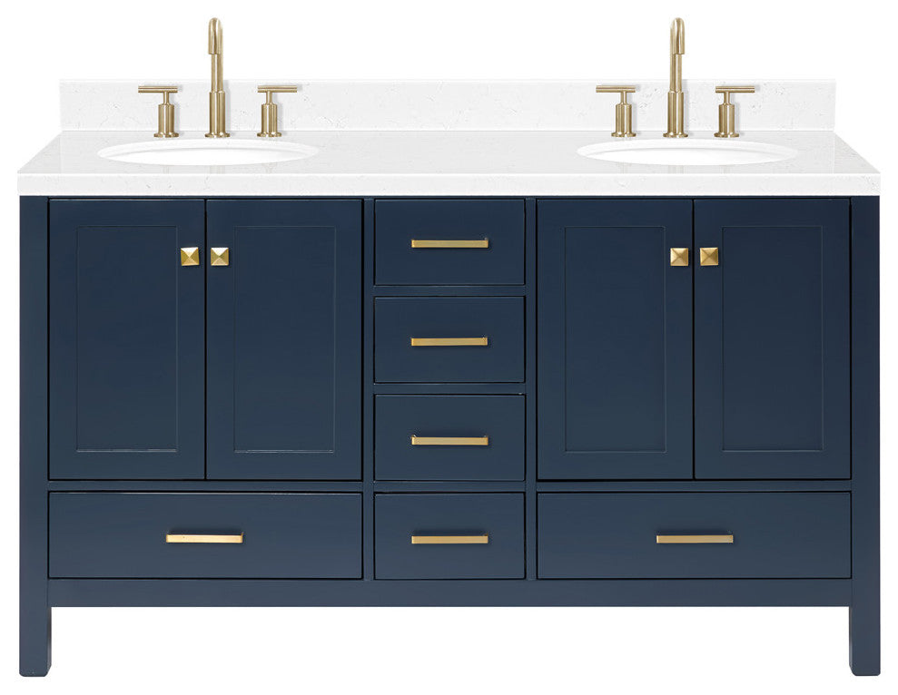 Ariel Cambridge 60" Double Oval Sinks Vanity, Carrara Quartz