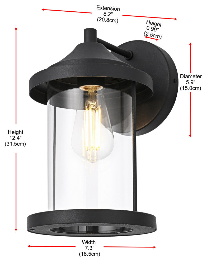 Home Living 7" Outdoor Wall Sconce, Black