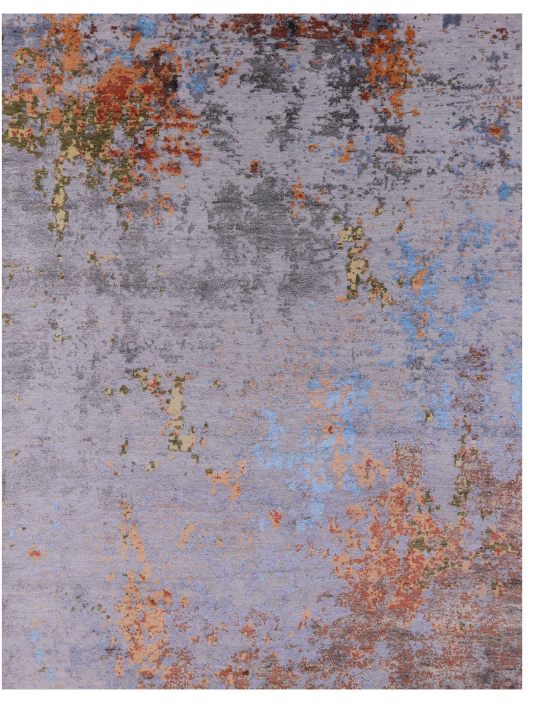 8' 0" X 10' 6" Wool & Silk Abstract Hand Knotted Rug - Q13510