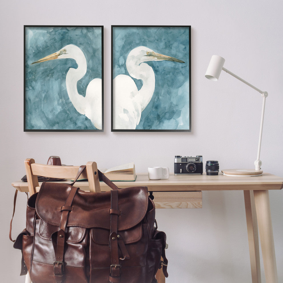 Nautical Cranes Bird Portraits Abstract Blue Sky,24 x 30