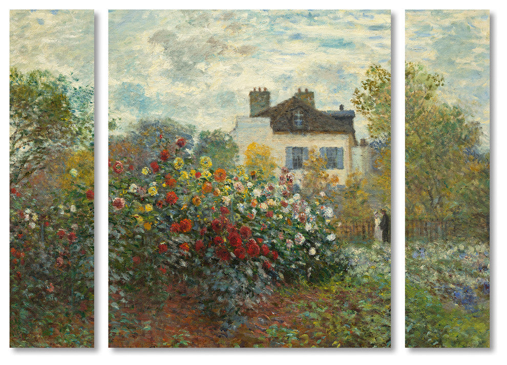 Claude Monet 'Artist's Garden In Argenteuil' Multi Panel Art Set,, 41"x30"