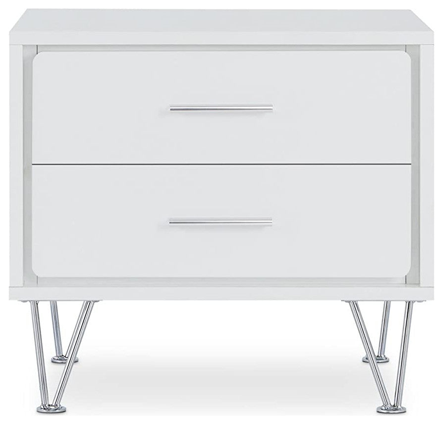 Nightstand with 2 Drawers, White
