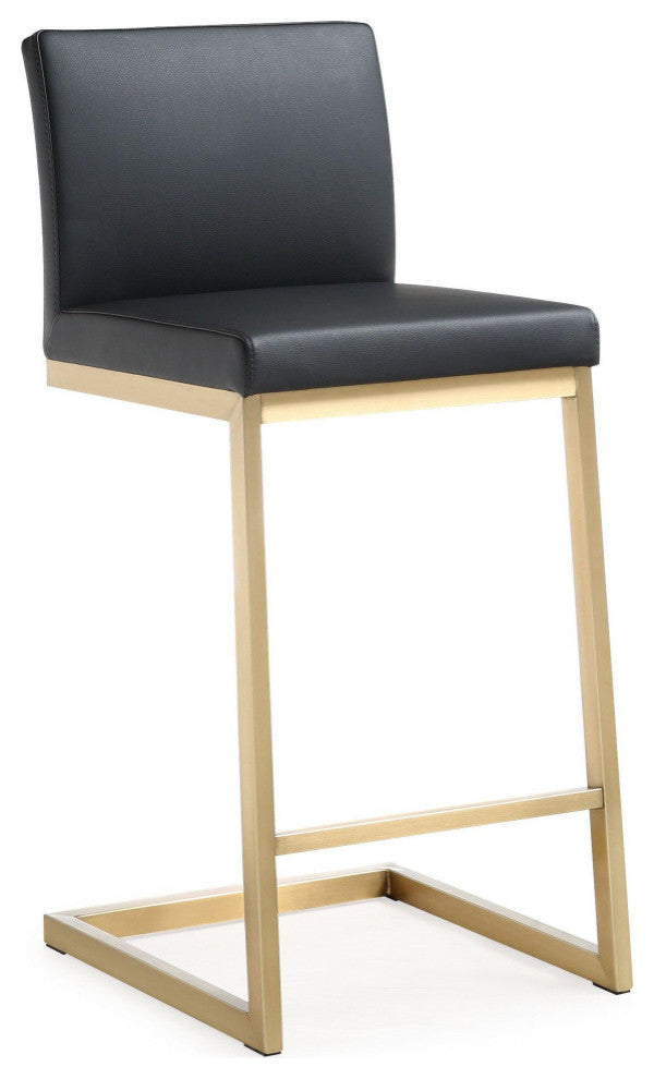 Parma Black Gold Steel Counter Stool (Set of 2) - Black