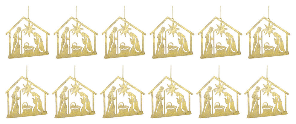 Metal Holy Family Cut Out Ornament, Set of 12