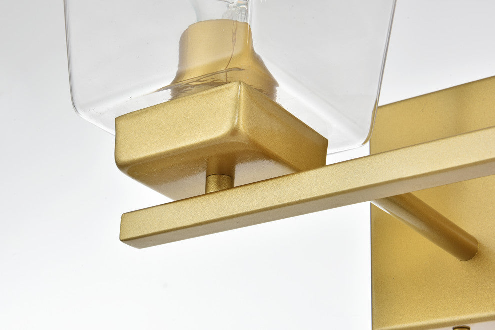 2 Light Brass And Clear Bath Sconce