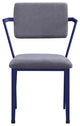 Benzara BM207442 Fabric Metal Base Chair with Flared Armrest, Blue/Gray