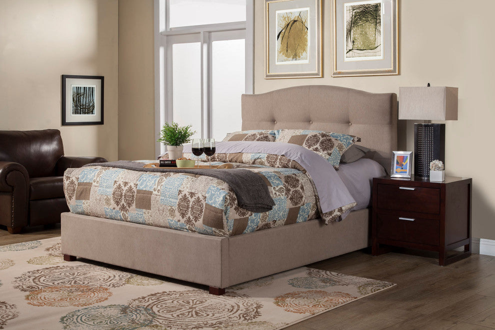 Amanda Full Tufted Upholstered Bed, Haskett/Jute