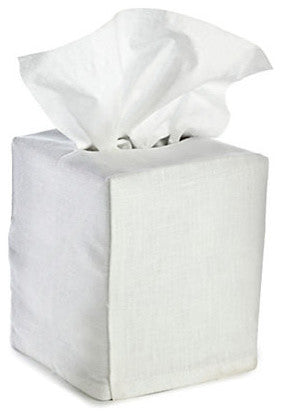 White Linen Tissue Box Cover