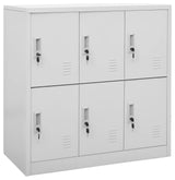 vidaXL Locker Cabinet Office Storage Cabinet File Cabinet Light Gray Steel, Light Gray, 5 Pcs 1 Piece, With 6 Lockers