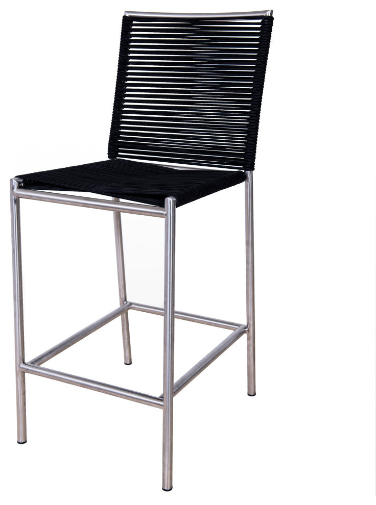 Modrest Lathrop Modern Black Outdoor Counter Stool