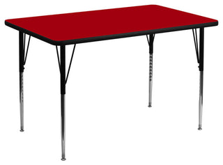 30''Wx48''L Red Thermal Laminate Activity Table-Adjustable Legs