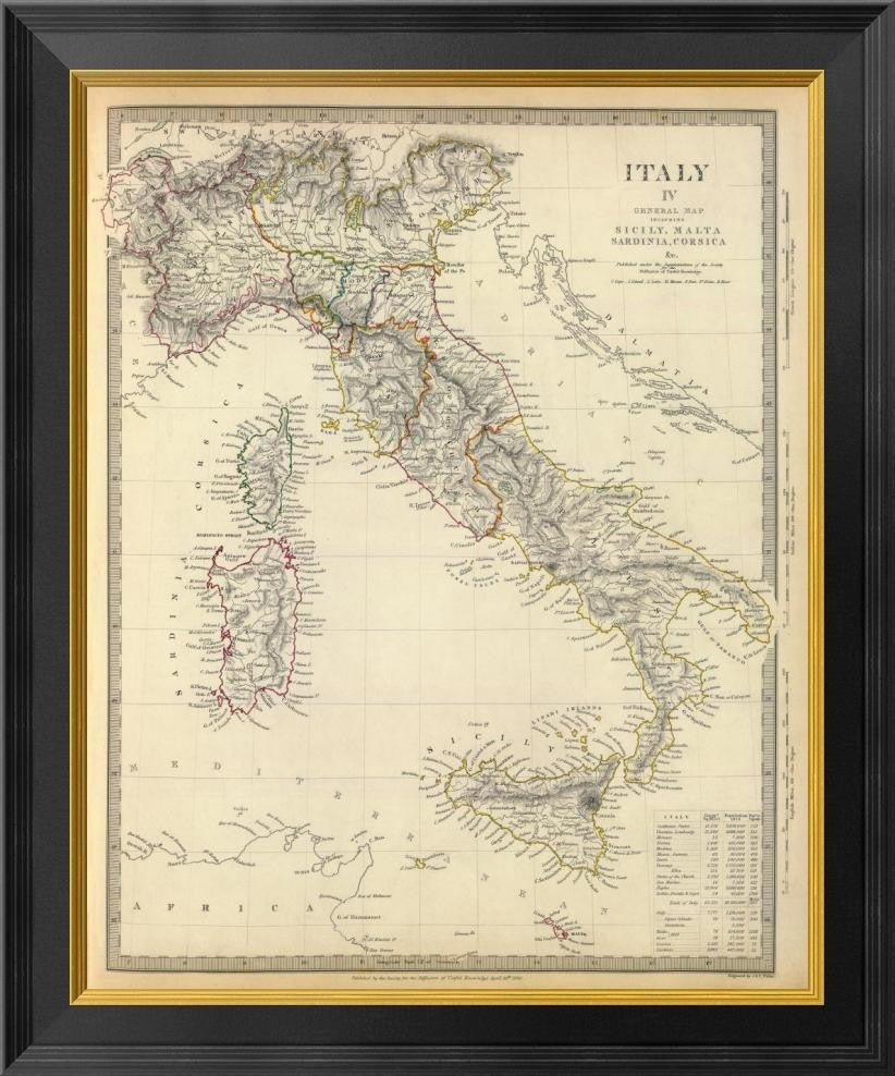 "Italy I, 1840"  by Society for the Diffusion of Useful Knowledge, 22x26"