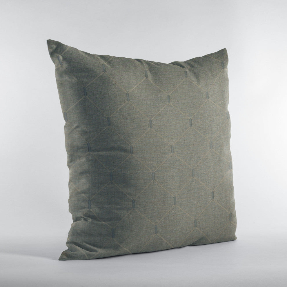 Slate Grey Kona Embroidery Luxury Throw Pillow, Double sided 22"x22"