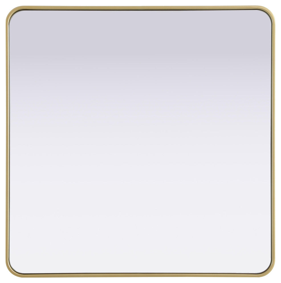 Home Living Contour Metal Rectangle Mirror 36x36, Brass