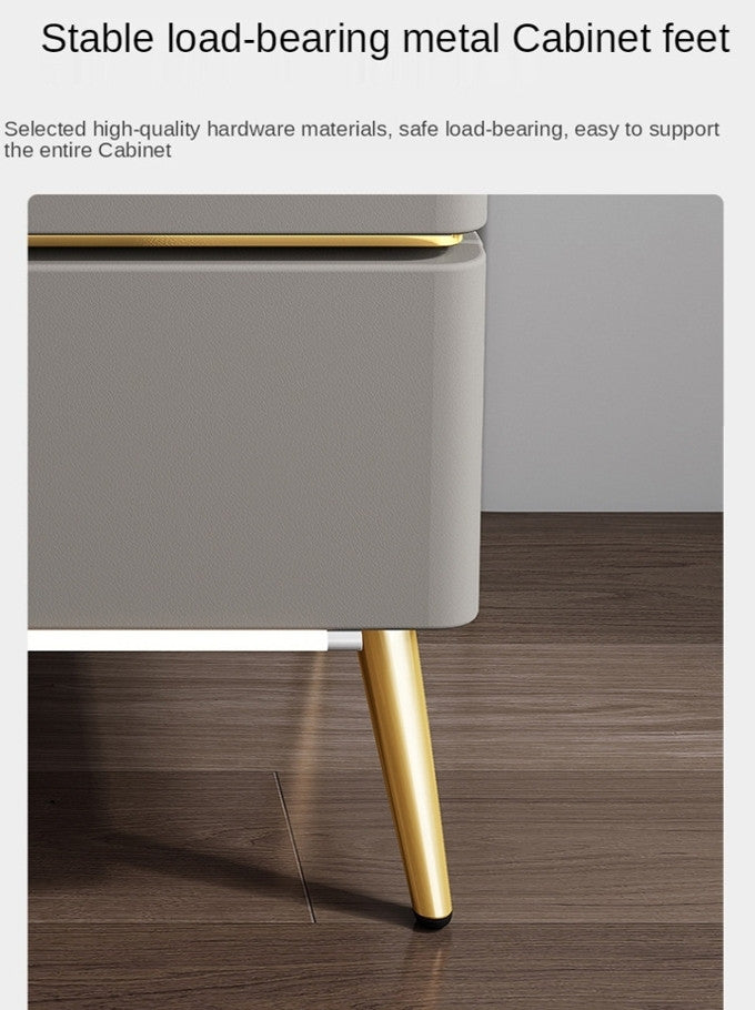 Modern Italian Bedside Table Made of Solid Wood, Gray Brown