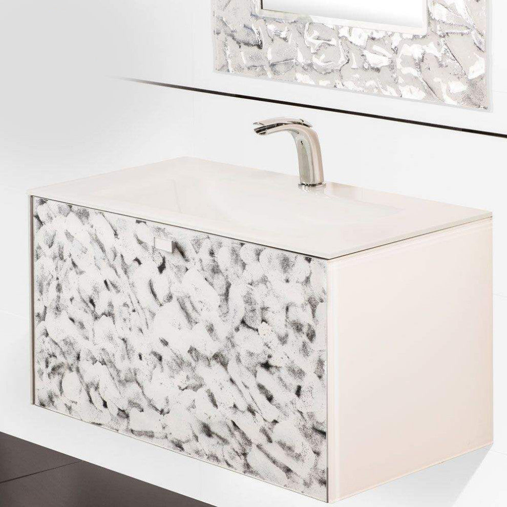 Sila Luxury Murano Glass Drop-In Single Bathroom Vanity 32", White