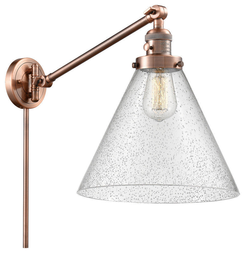 X-Large Cone 1-Light Swing Arm, Antique Copper, Seedy