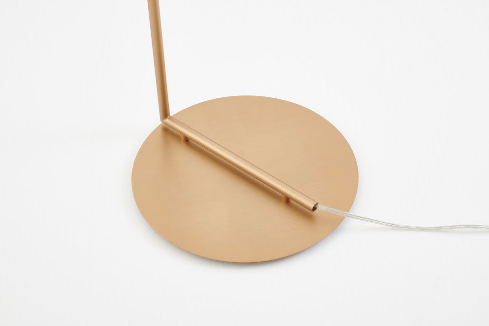 Milk White Glass Globe Floor Lamp, Brass
