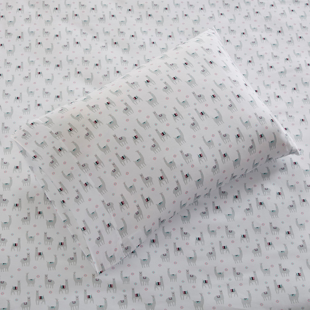 Intelligent Design Novelty Print Sheet Set, Grey Llamas