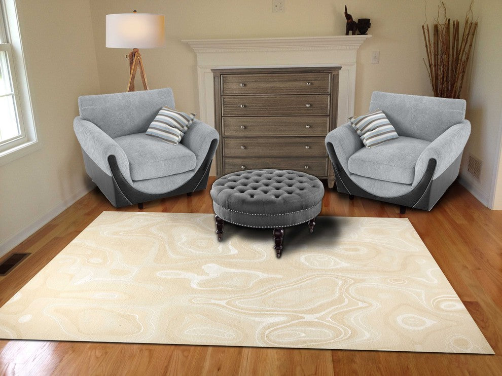 Hand Knotted White New Zealand Wool Area Rug