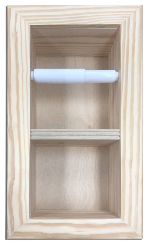 Bayshore Recessed Solid Wood Double Toilet Paper Holder 7 X 14.5, Unfinished