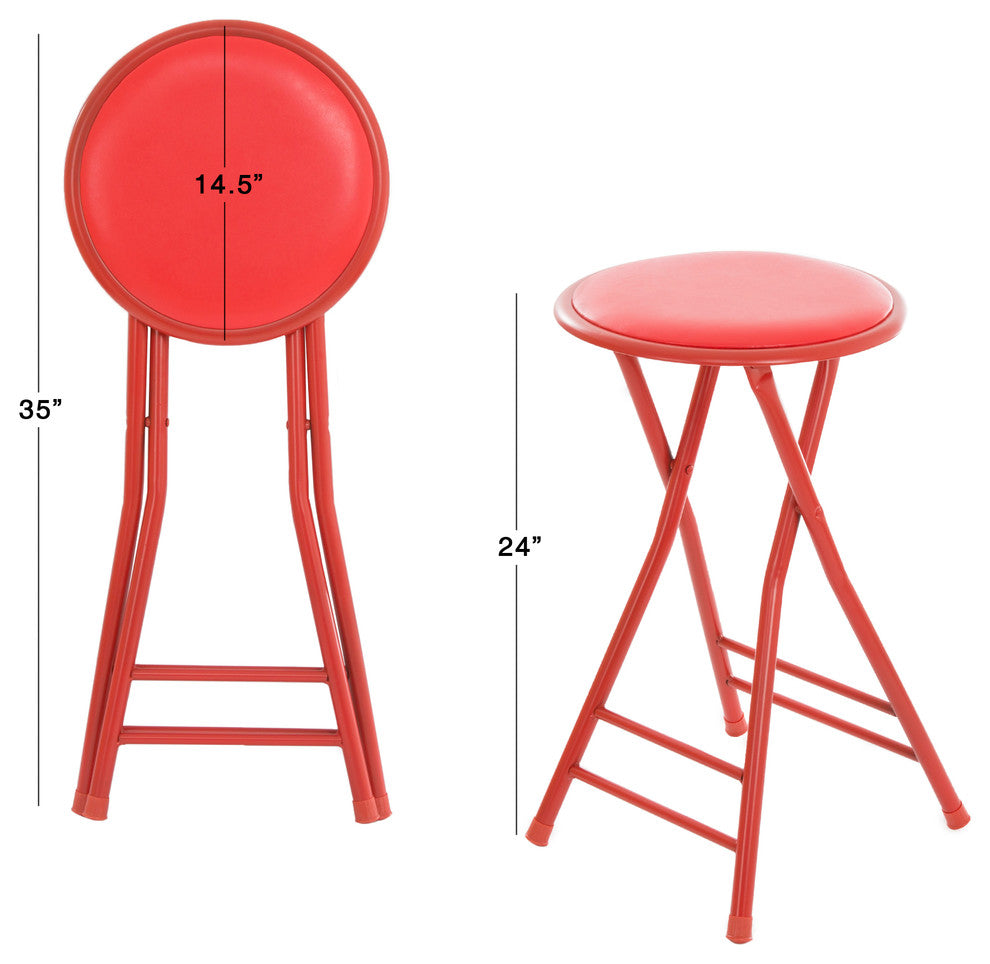 Trademark Home Collection 24 x 14 Cushioned Folding Stool, Red