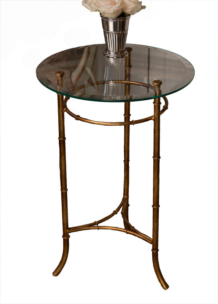 Bamboo Side Table, Antique Gold