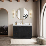 Vinnova Cadiz Bath Vanity, Composite Stone Top, Black, 48", No Mirror