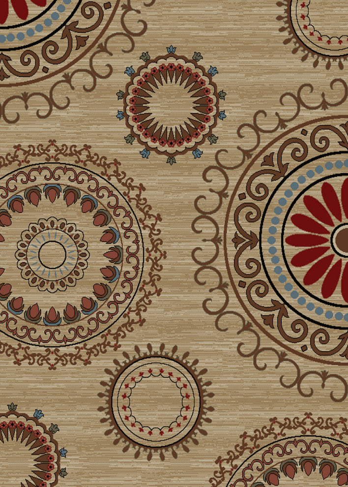 City Kaleidoscope Beige Transitional Area Rug, , 5'3"x7'3"