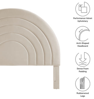 Solana Arched Performance Velvet Queen Headboard, Almond