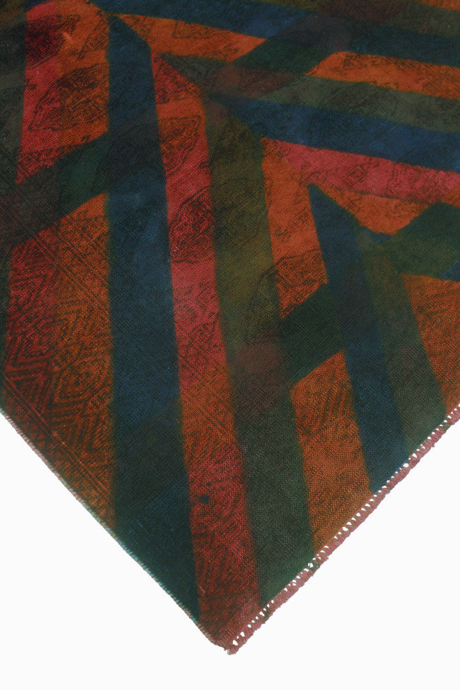 Vintage Rainbow-Dye Khaldun Rust/Blue Rug, 4'2 x 6'3
