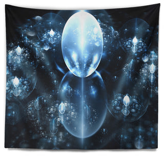 Blue Water Drops on Mirror Abstract Wall Tapestry, 39"x32"