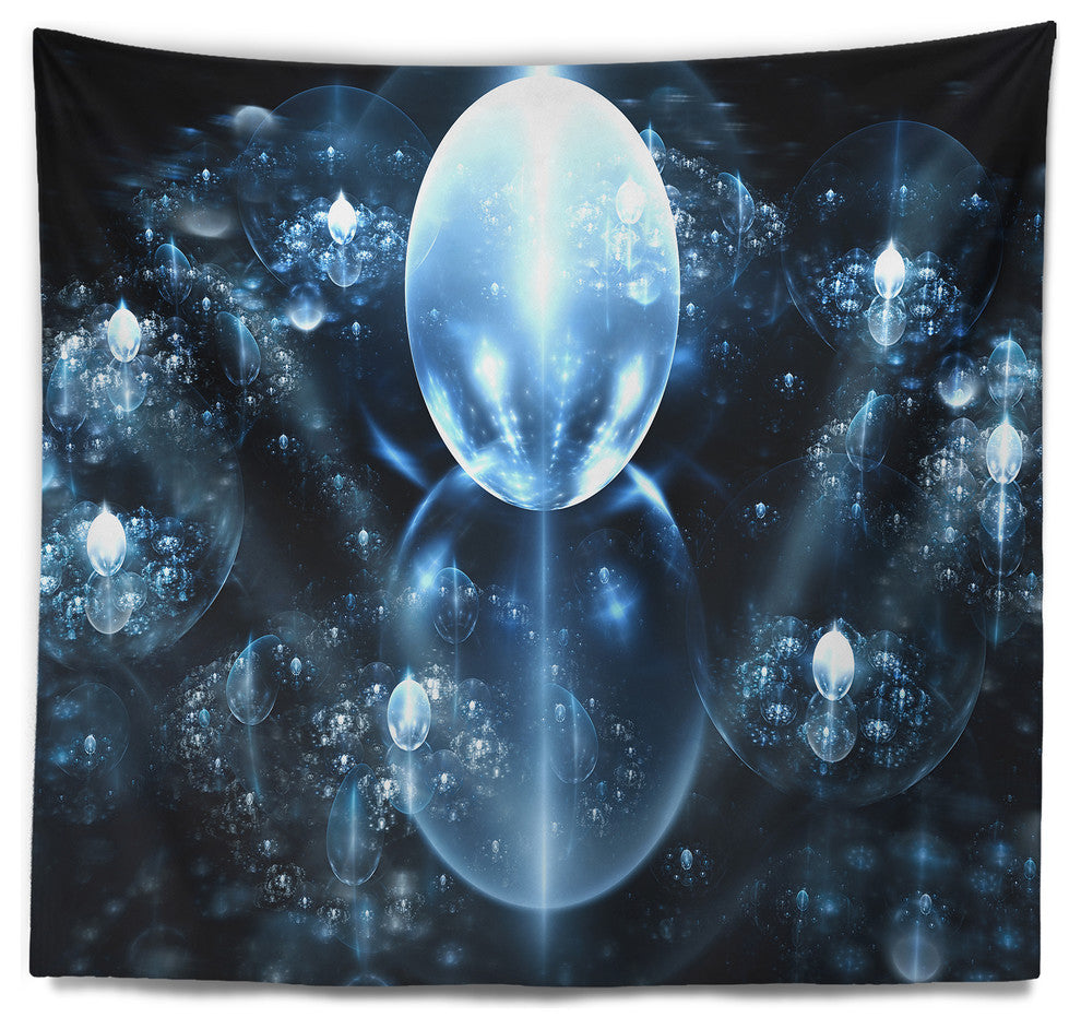 Blue Water Drops on Mirror Abstract Wall Tapestry, 39"x32"