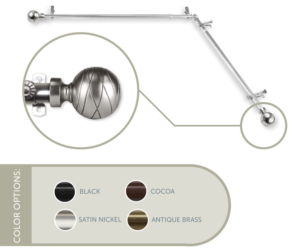 Arman Corner Window Curtain Rod, Satin Nickel, 48"-84"