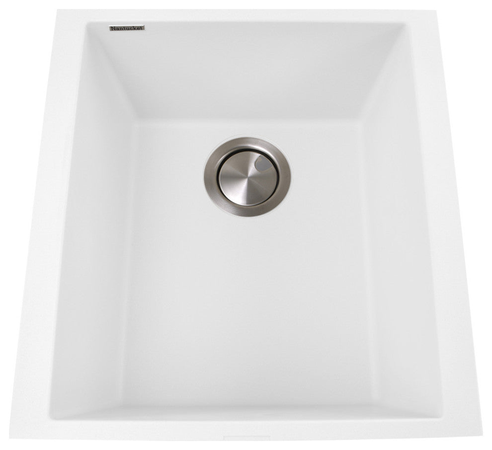 Nantucket Sinks 17" Single Bowl Undermount Granite Composite Bar-Prep Sink, Whit