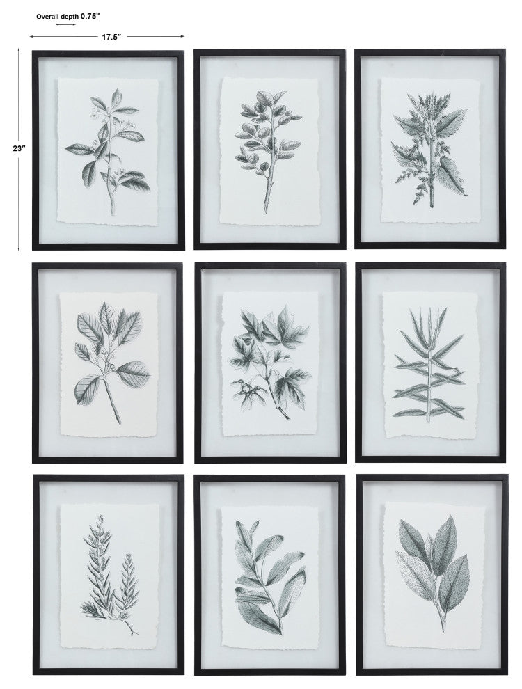 Uttermost Farmhouse Florals Framed Prints, 9-Piece Set