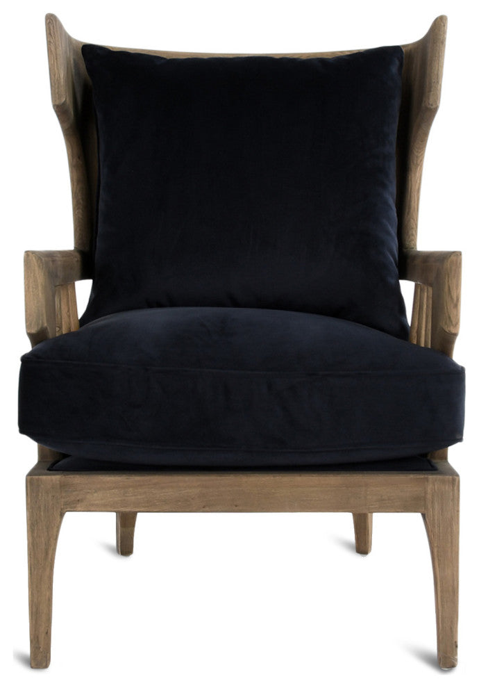 Wingback Navy Velvet Arm Chair
