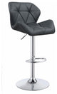 Elegant Adjustable Diamond Bar Stool With Chrome Base, Gray ,Set Of 2